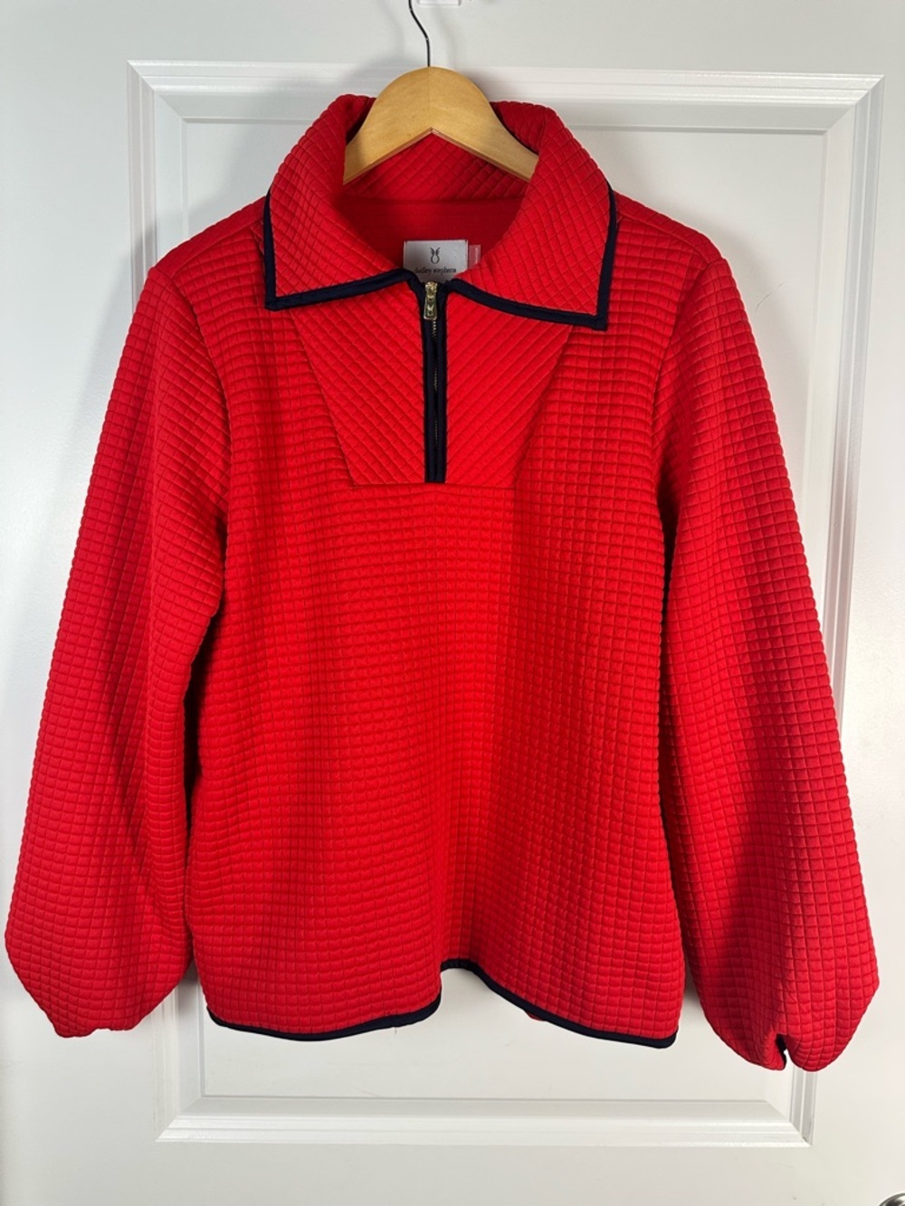Dudley Stephens Vista Pullover Womens Medium Red Waffle Knit Preppy - Picture 5 of 7